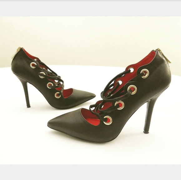 Charles Jourdan Shoes - Charles Jourdan Black Leather Strappy Heels